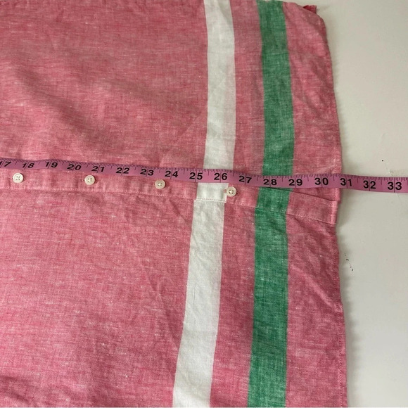 Boden Shirt Womens 4P Petite Pink Green White Button Up Cotton Collared Tunic - Picture 10 of 10